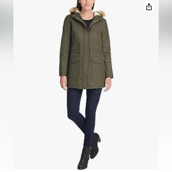 NWT Levi's Women's Performance Mid-length Parka Jacket Army Green Size 2X - Picture 5 of 16